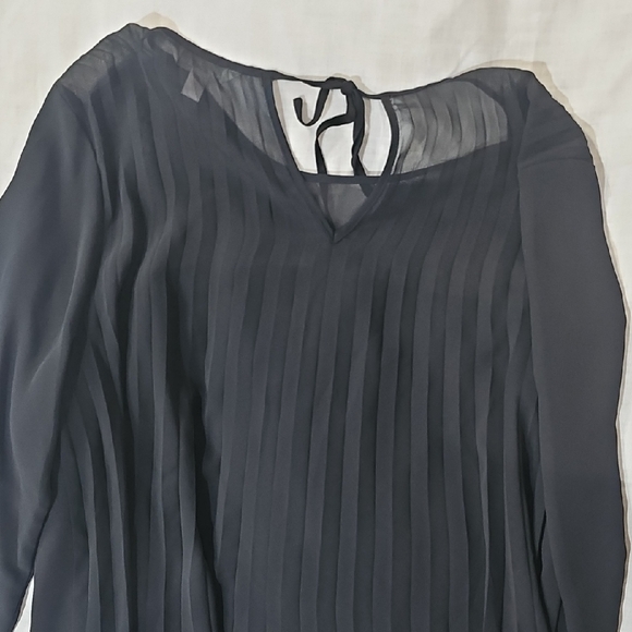 Charlies Black Long Sleeve Tie Front Blouse - Picture 2 of 3